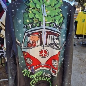 Christmas Graphic Hoodie with Peace Van
